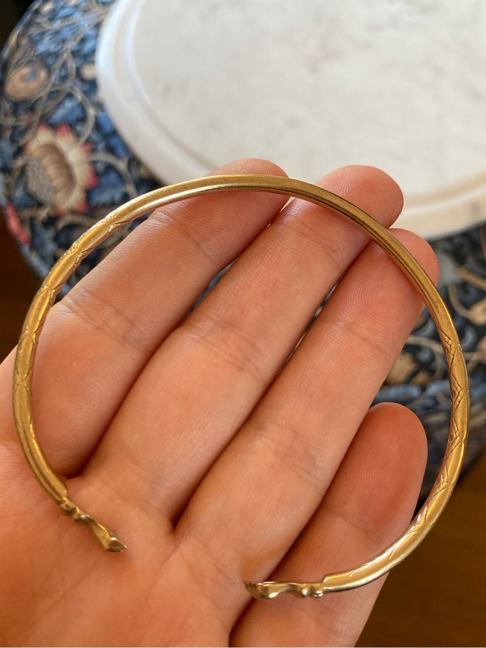 Rare Antique Victorian Figa Fist Snake Diamond Engraved Brass Bypass Bracelet - Picture 7 of 17